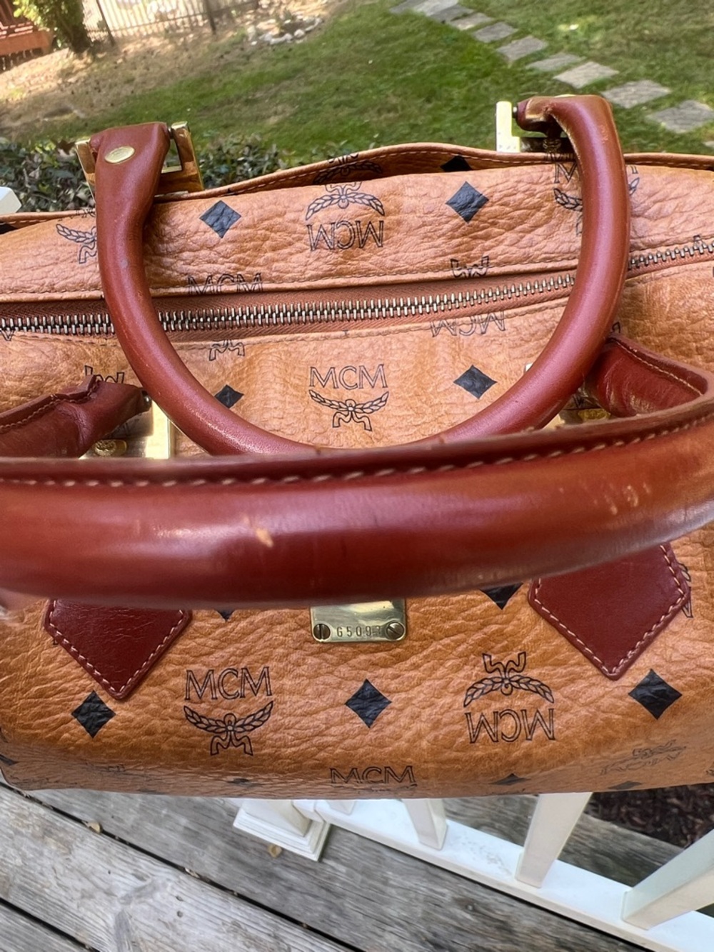 MCM Cognac Visetos Leather Satchel & Wallet Set/ Poshmark Authenticated - Picture 11 of 17